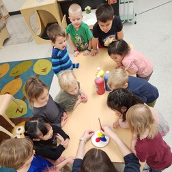 Pre-kindergarten students exploring colour