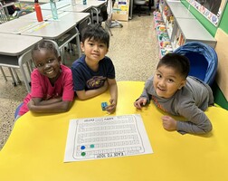 St. Patrick's Community School students playing math games together.